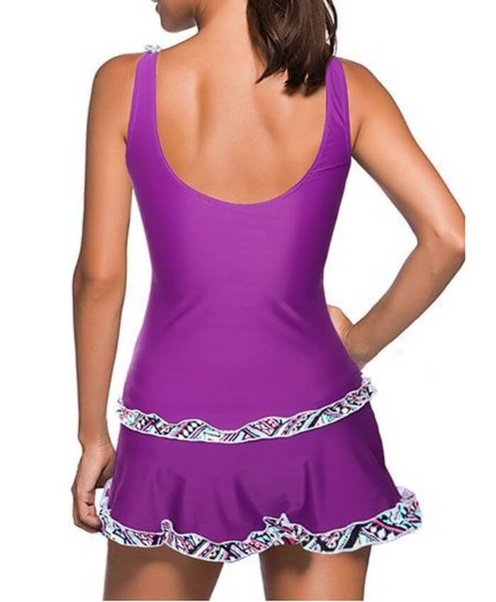 Open Back Stringy Selvedge Top and Purple Pantskirt